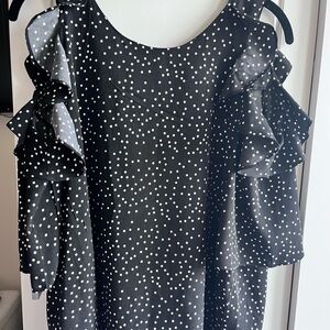 Very J Black and White Polka Dot Blouse